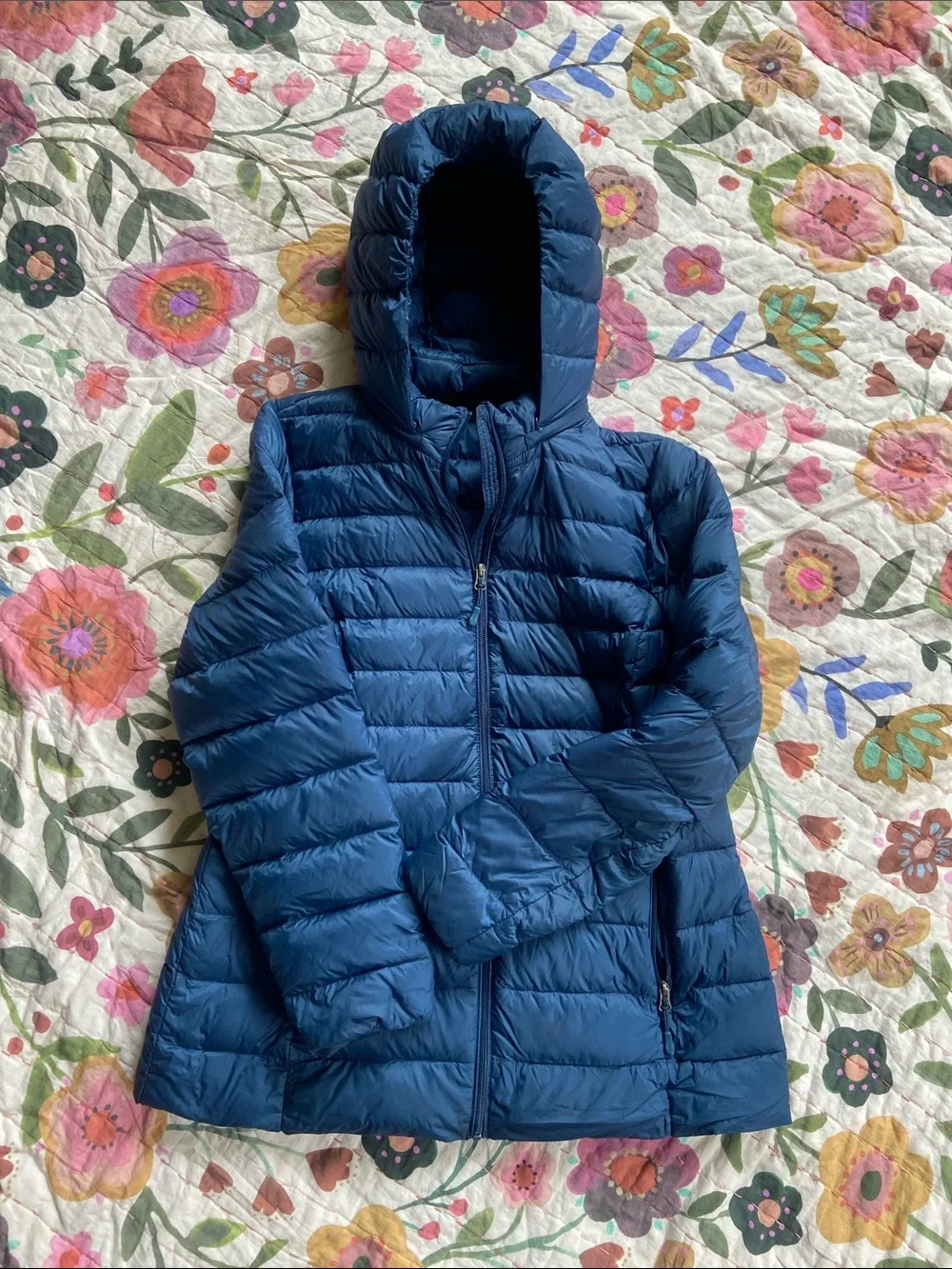 32 Degrees Dark Teal Quilted Hooded Puffer Jacket L